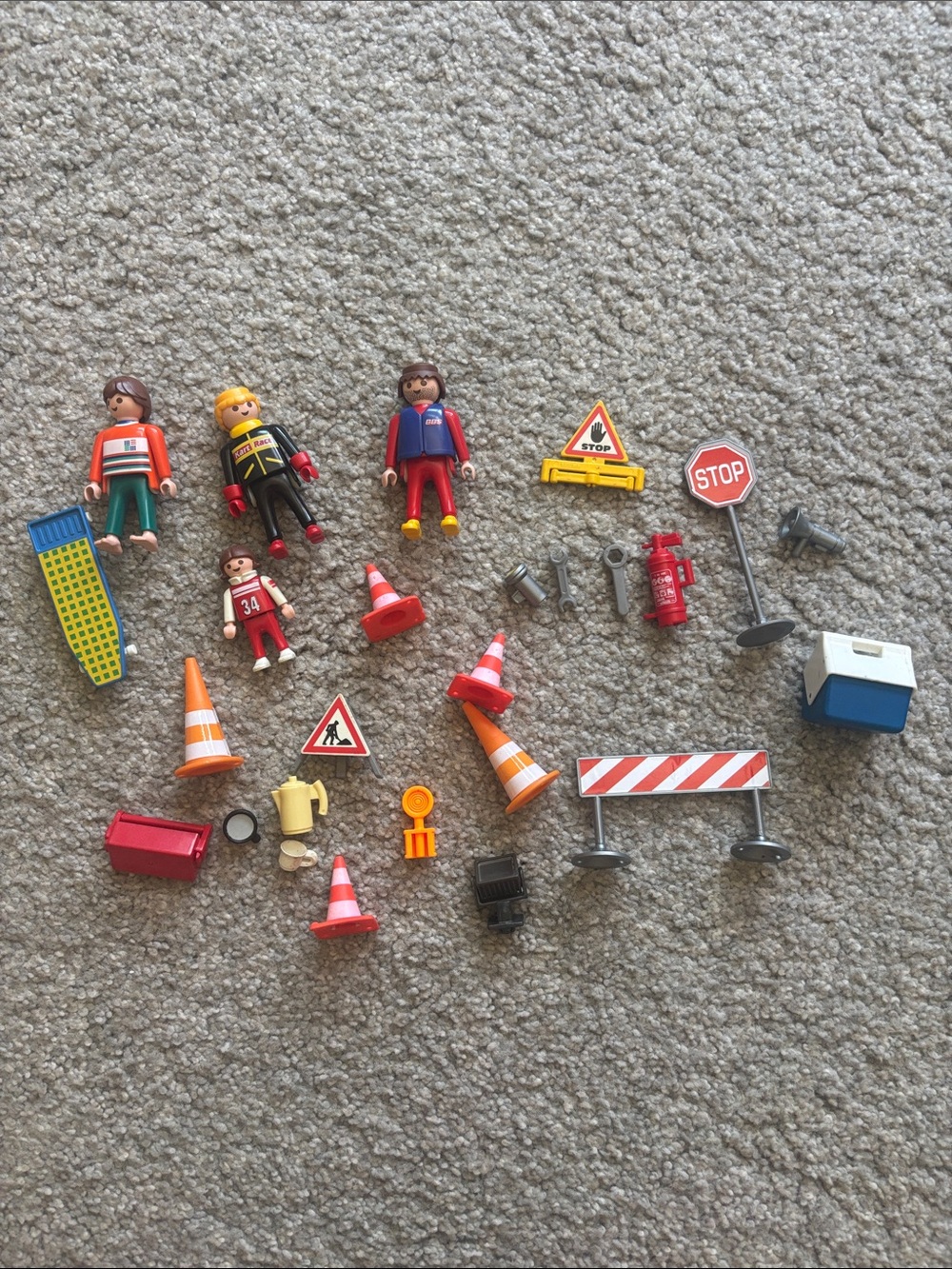 Playmobil Vintage Kids Traffic Playset with Orange Road Accessories